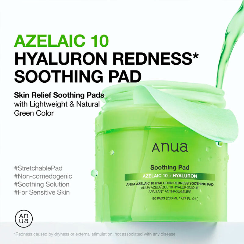 Anua Azelaic Acid 10% Hyaluron Redness Soothing Pads – Sensitive Skin Pad 230ml / 90pads-2