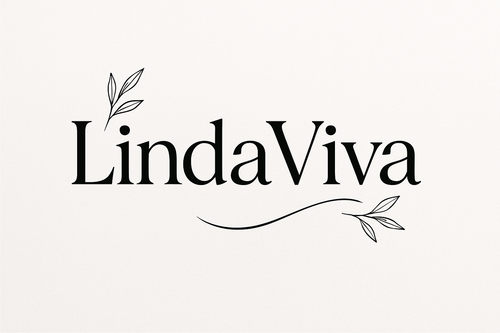 write LindaViva on a white background with a little bit of style. my brand is about beauty and wellness