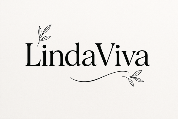 write LindaViva on a white background with a little bit of style. my brand is about beauty and wellness